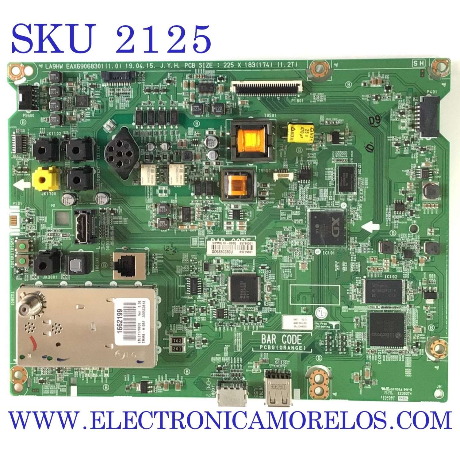MAIN PARA TV LG / NUMERO DE PARTE 65796301 / EAX69068301 / 89215801 / 9IPMXL1H-000Q / G09850230U